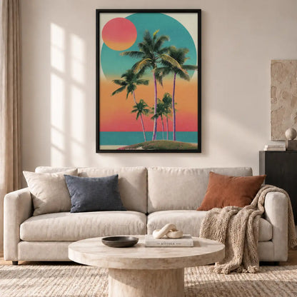 Tropical Palm Sunset Landscape Wall Art 2