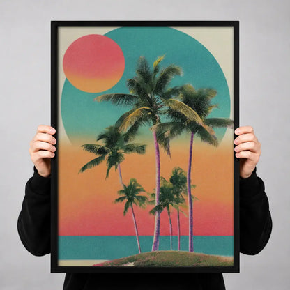 Tropical Palm Sunset Landscape Wall Art 3