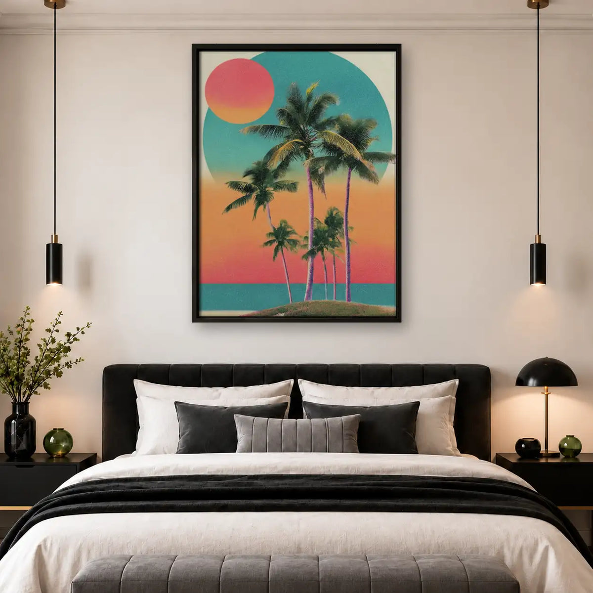 Tropical Palm Sunset Landscape Wall Art 4