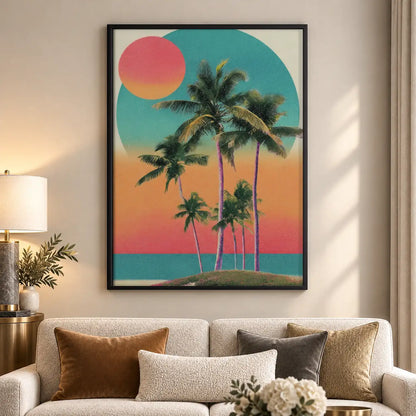 Tropical Palm Sunset Landscape Wall Art 5