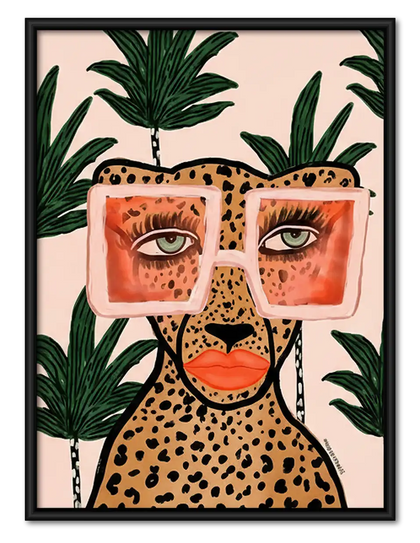 Tropical Woman with Leopard Glasses Wall Art