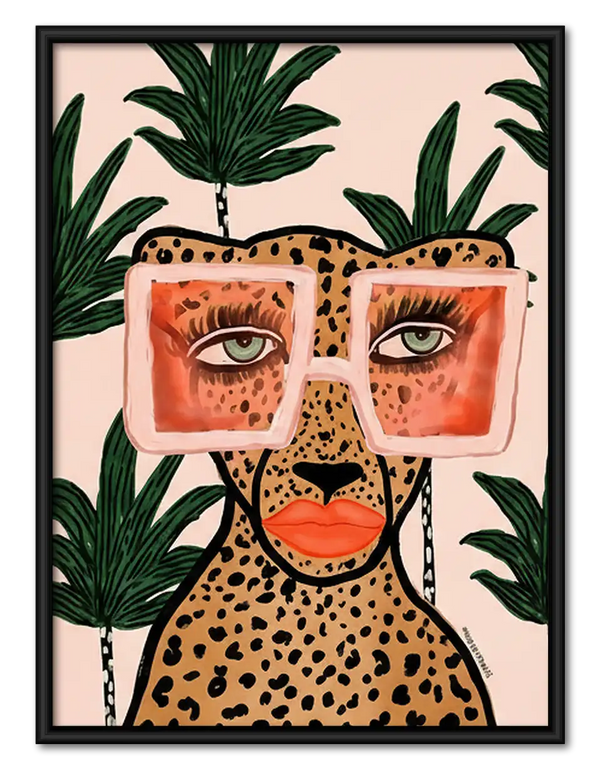 Tropical Woman with Leopard Glasses Wall Art
