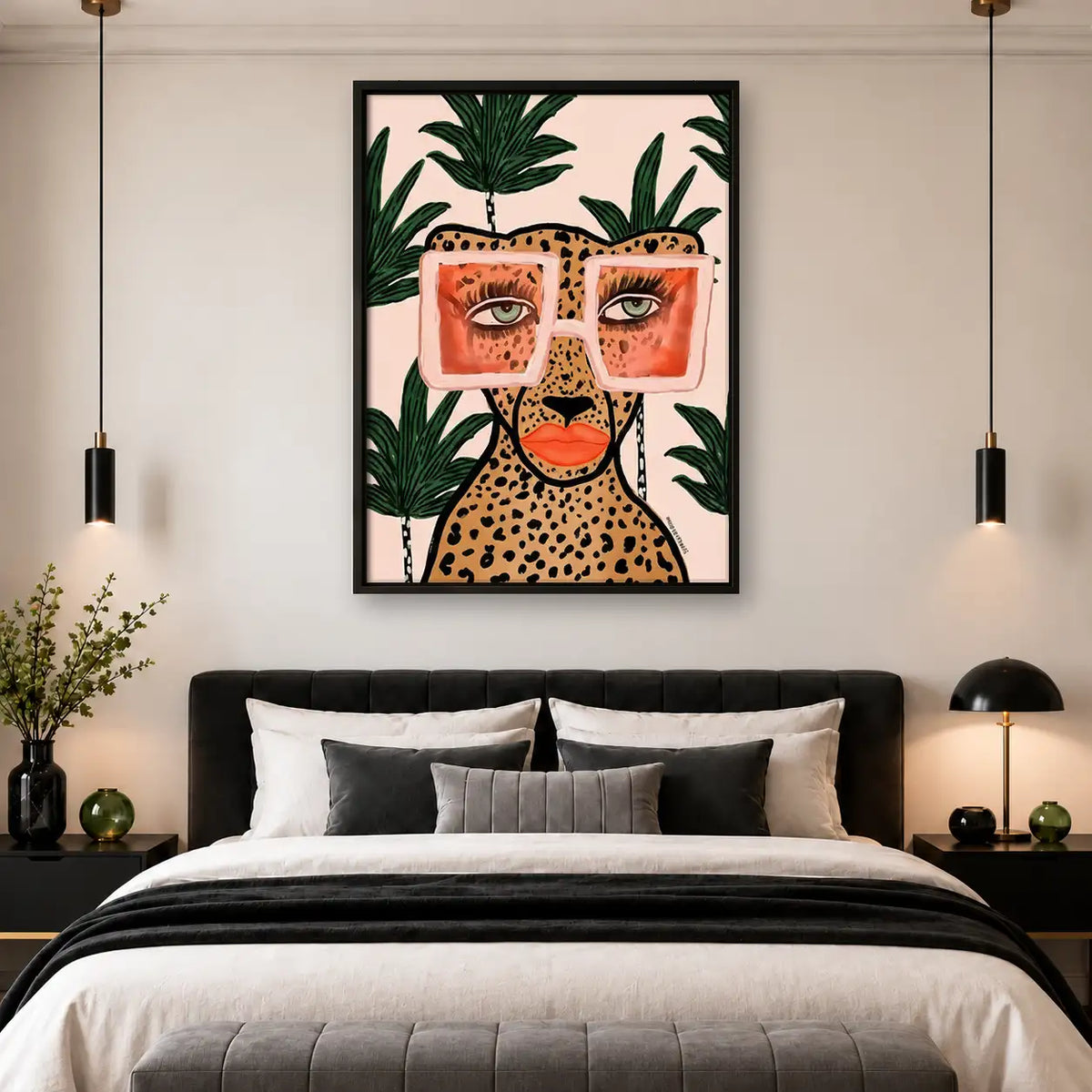 Tropical Woman with Leopard Glasses Wall Art 4