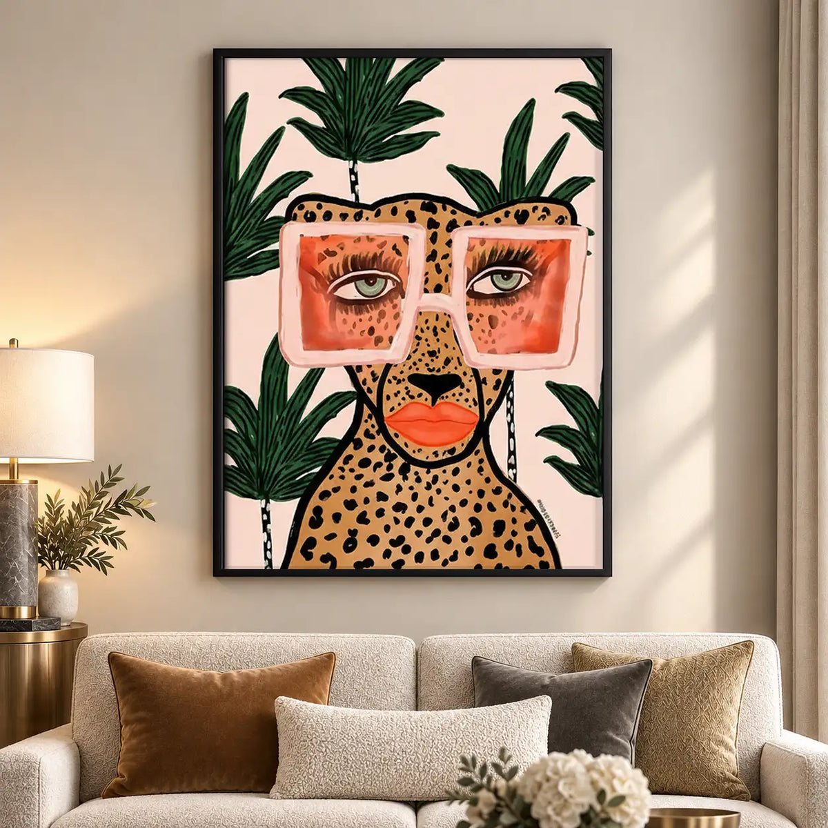 Tropical Woman with Leopard Glasses Wall Art 5