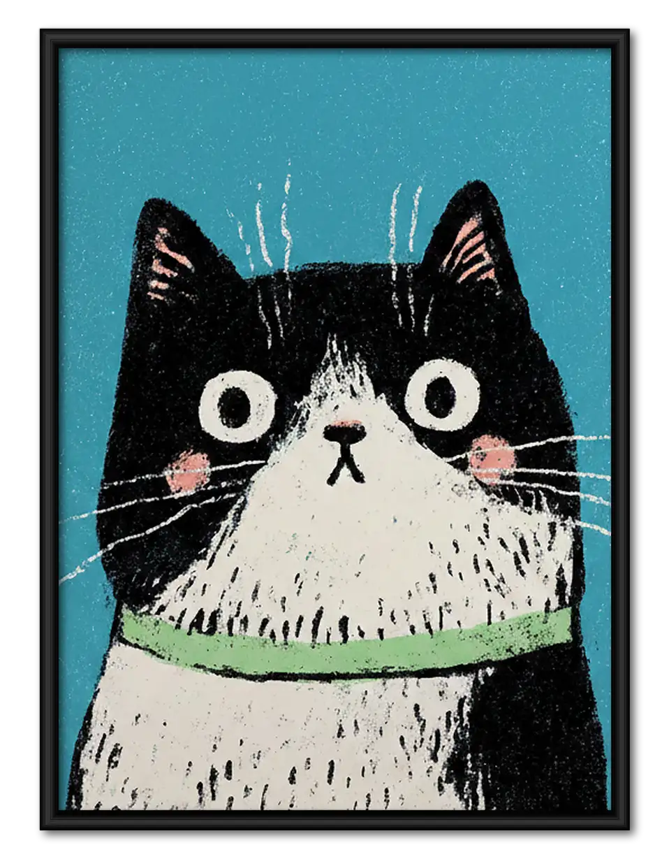 Tuxedo Cat in Green Sweater Wall Art 1