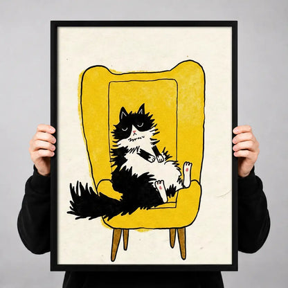 Tuxedo Cat in Yellow Armchair Wall Art 3