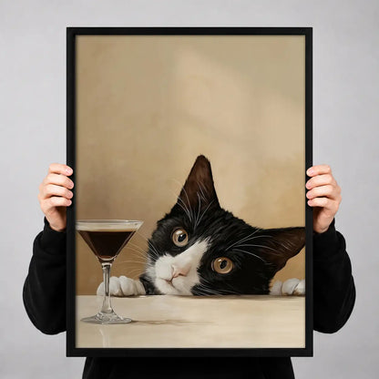 Tuxedo Cat Peeking over Dinner Table Wall Art 3