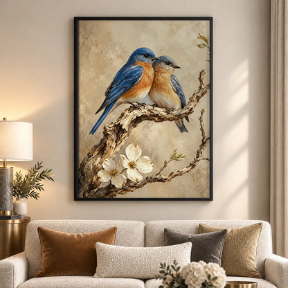 Two Bluebirds on Flowering Branch Wall Art 5