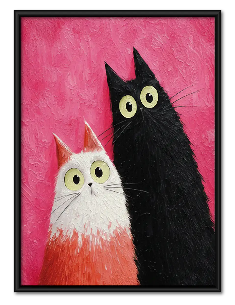 Two Cats on Vibrant Pink Wall Art 1