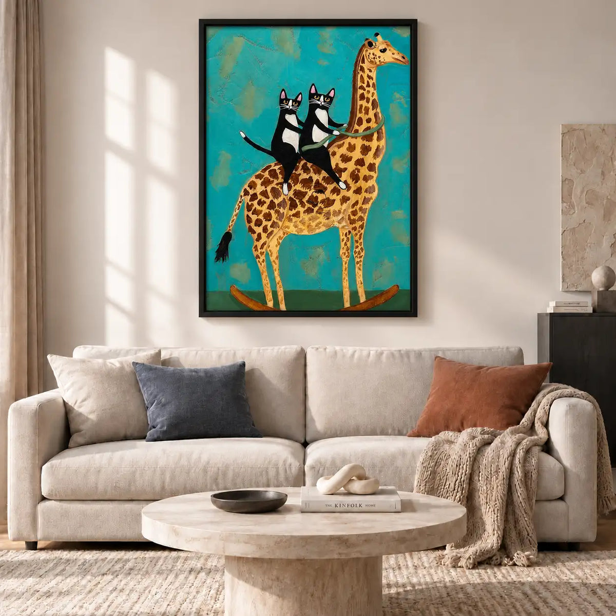 Two Cats Riding a Giraffe Wall Art 2