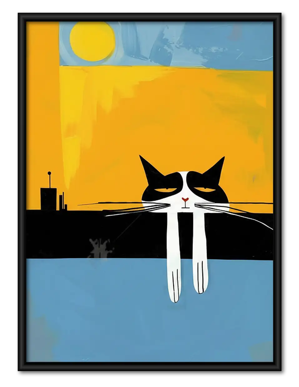 Two Cats Watching Golden Sunset Wall Art 1