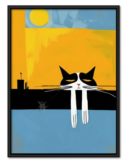 Two Cats Watching Golden Sunset Wall Art