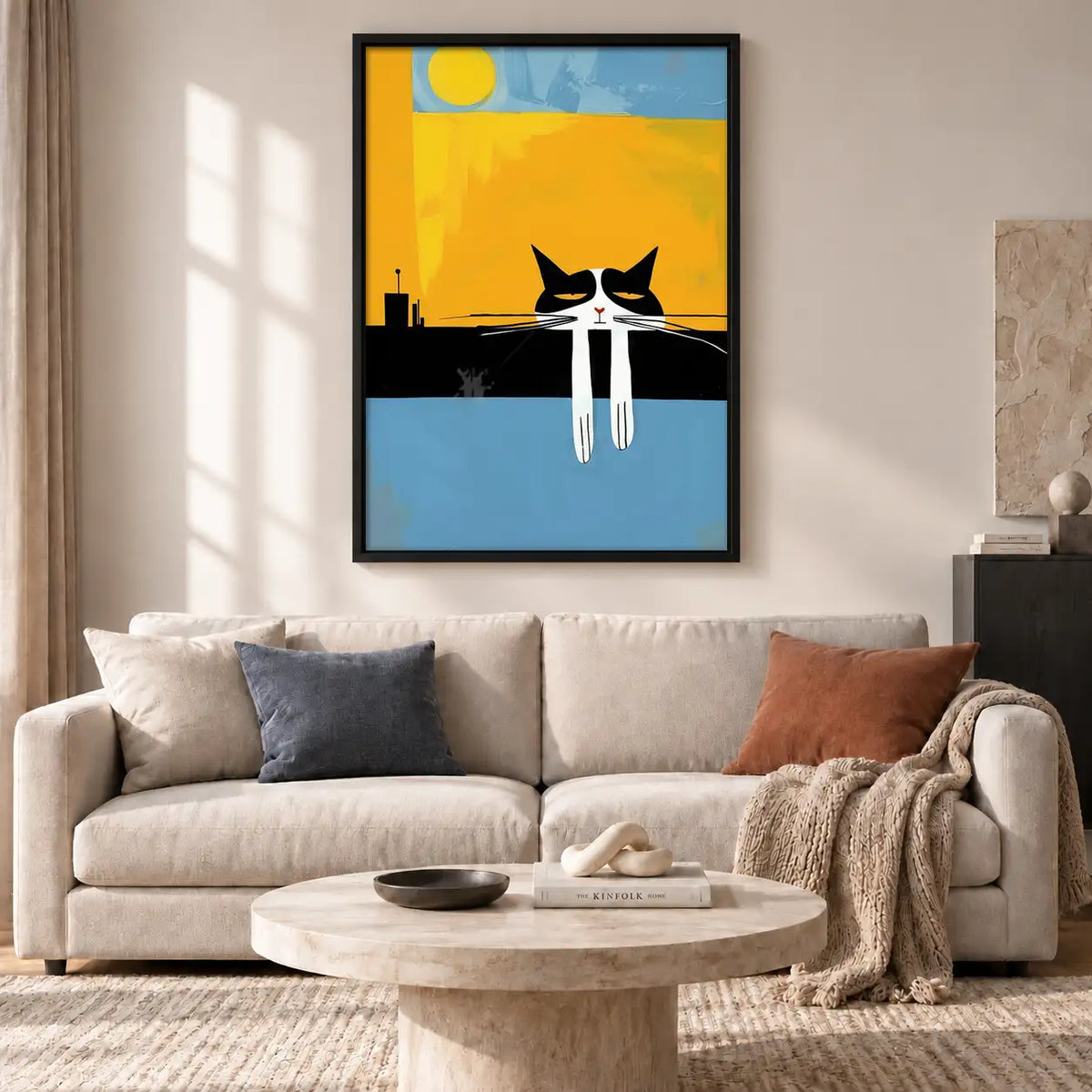 Two Cats Watching Golden Sunset Wall Art 2