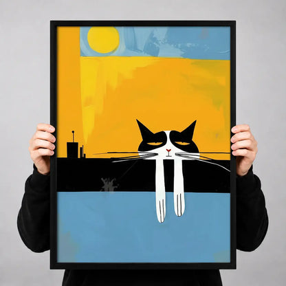 Two Cats Watching Golden Sunset Wall Art 3