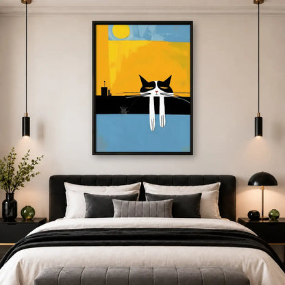 Two Cats Watching Golden Sunset Wall Art 4