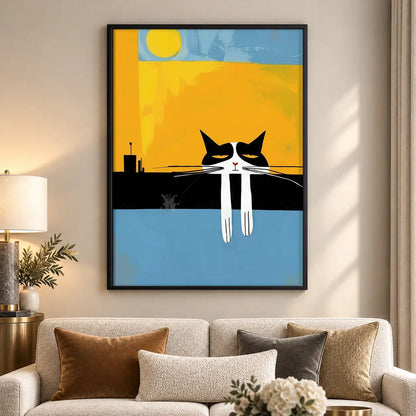Two Cats Watching Golden Sunset Wall Art 5
