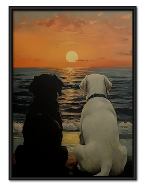 Two Cats Watching Sunset Wall Art