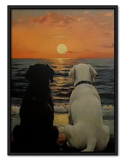 Two Cats Watching Sunset Wall Art
