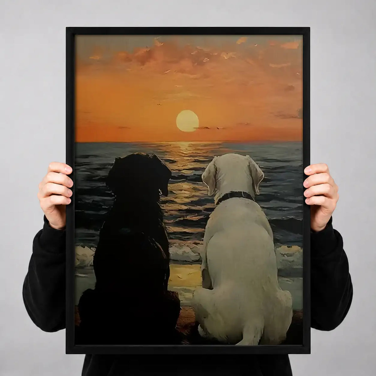 Two Cats Watching Sunset Wall Art 3