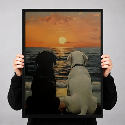 Two Cats Watching Sunset Wall Art 3