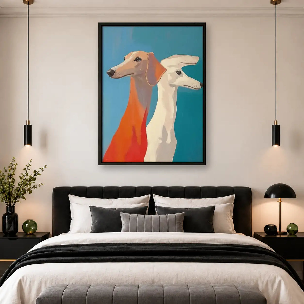Two Colorful Greyhounds Wall Art 4