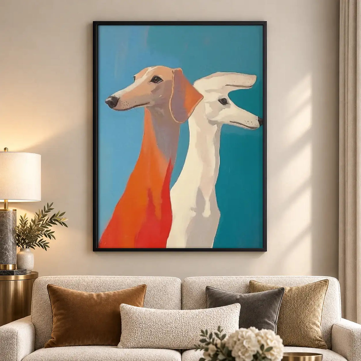 Two Colorful Greyhounds Wall Art 5