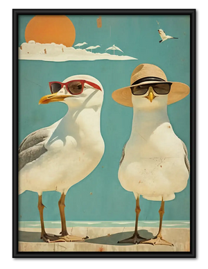Two Cool Seagulls Wearing Sunglasses Wall Art