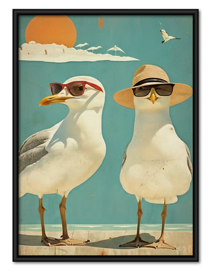 Two Cool Seagulls Wearing Sunglasses Wall Art