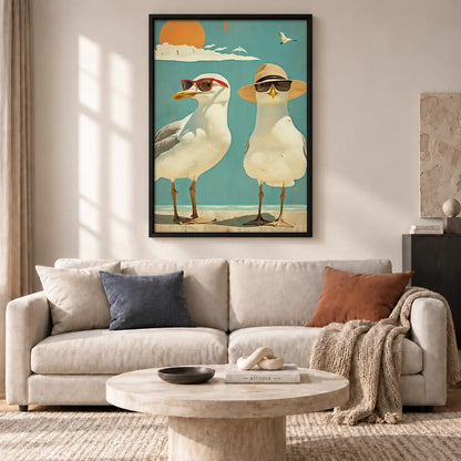 Two Cool Seagulls Wearing Sunglasses Wall Art 2