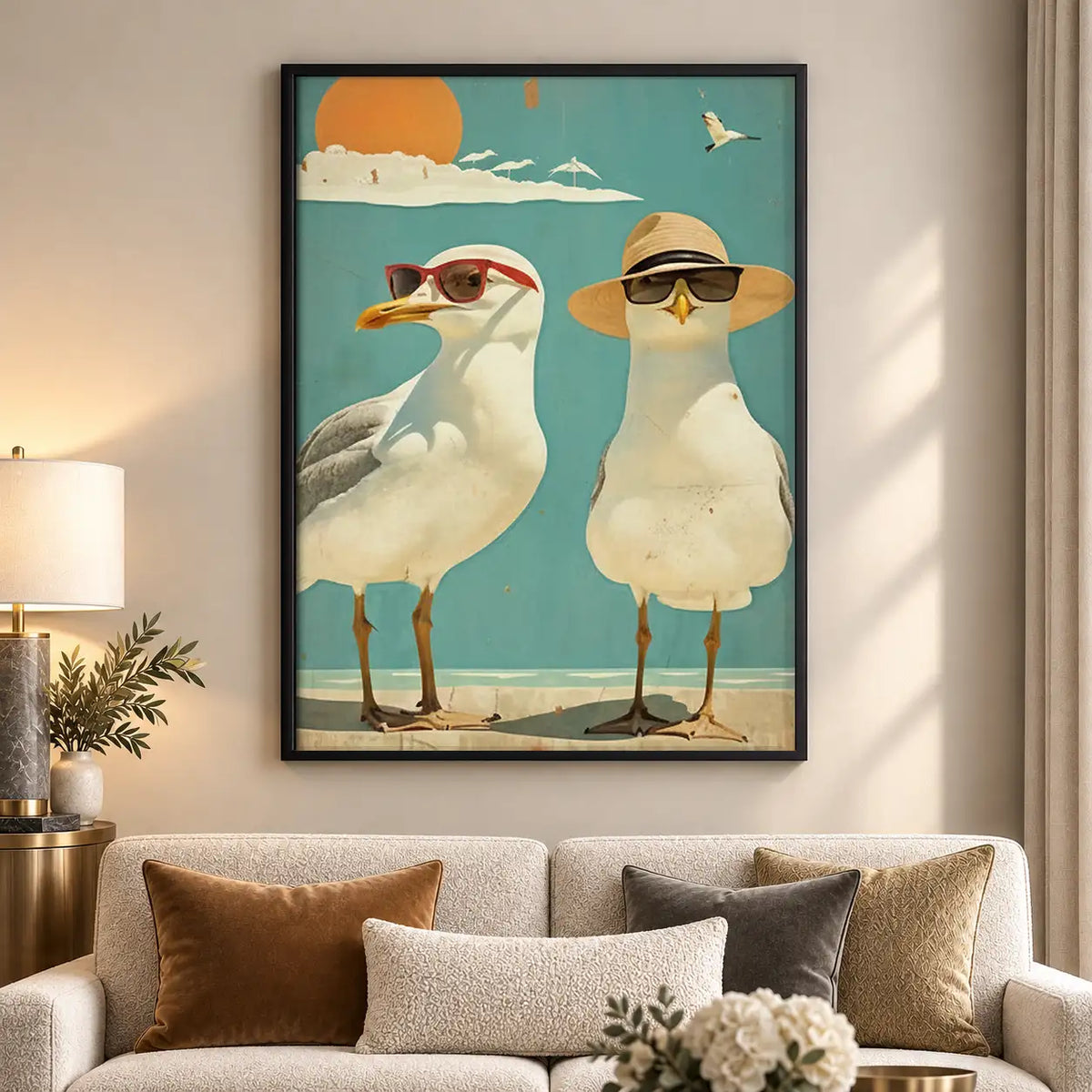 Two Cool Seagulls Wearing Sunglasses Wall Art 5