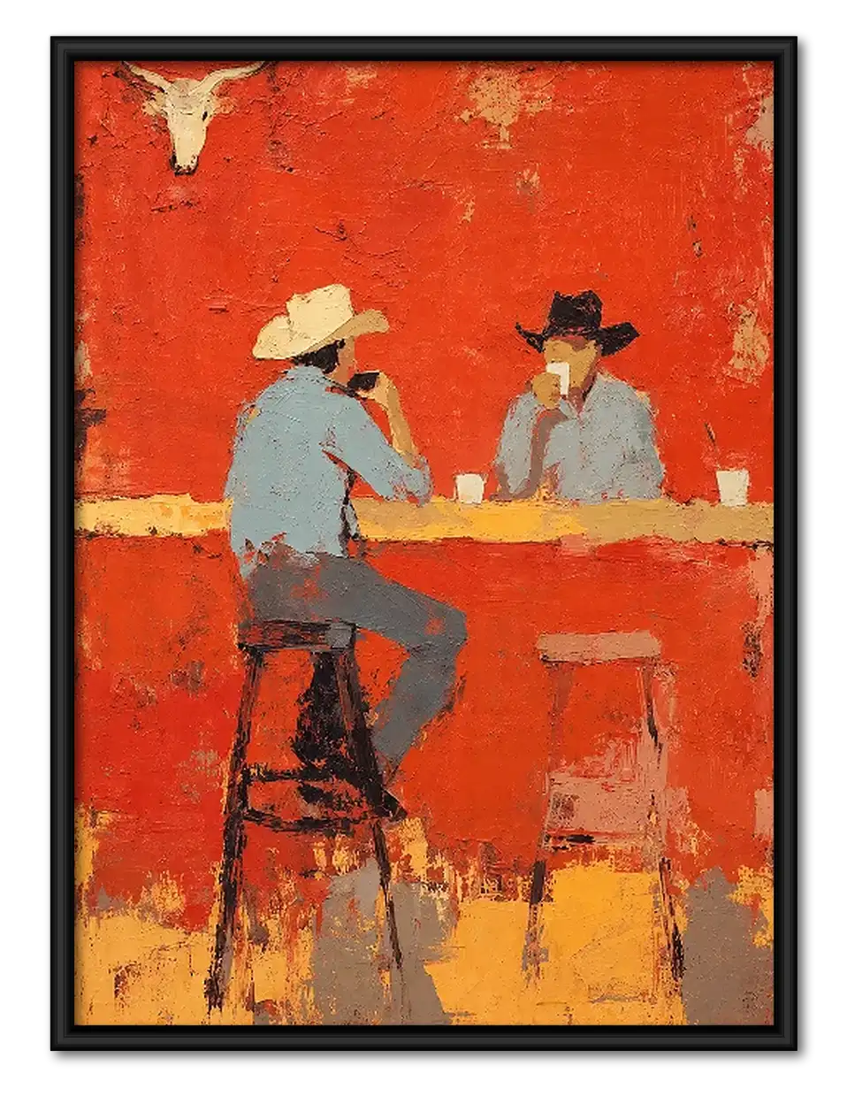 Two Cowboys Talking at the Bar Wall Art 1