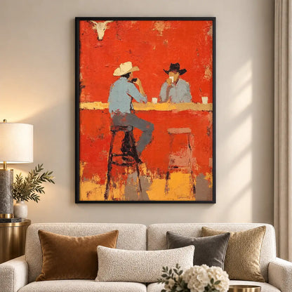 Two Cowboys Talking at the Bar Wall Art 5