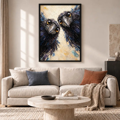 Two Curious Black Birds Portrait Wall Art 2