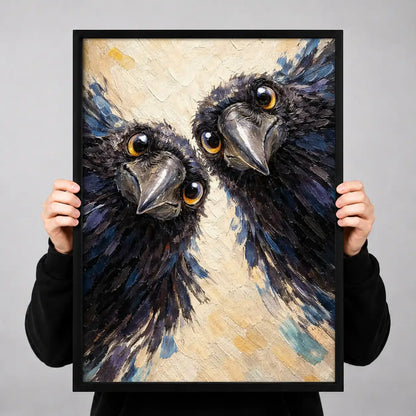 Two Curious Black Birds Portrait Wall Art 3