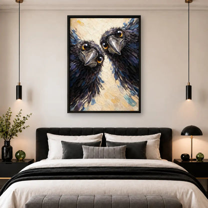 Two Curious Black Birds Portrait Wall Art 4