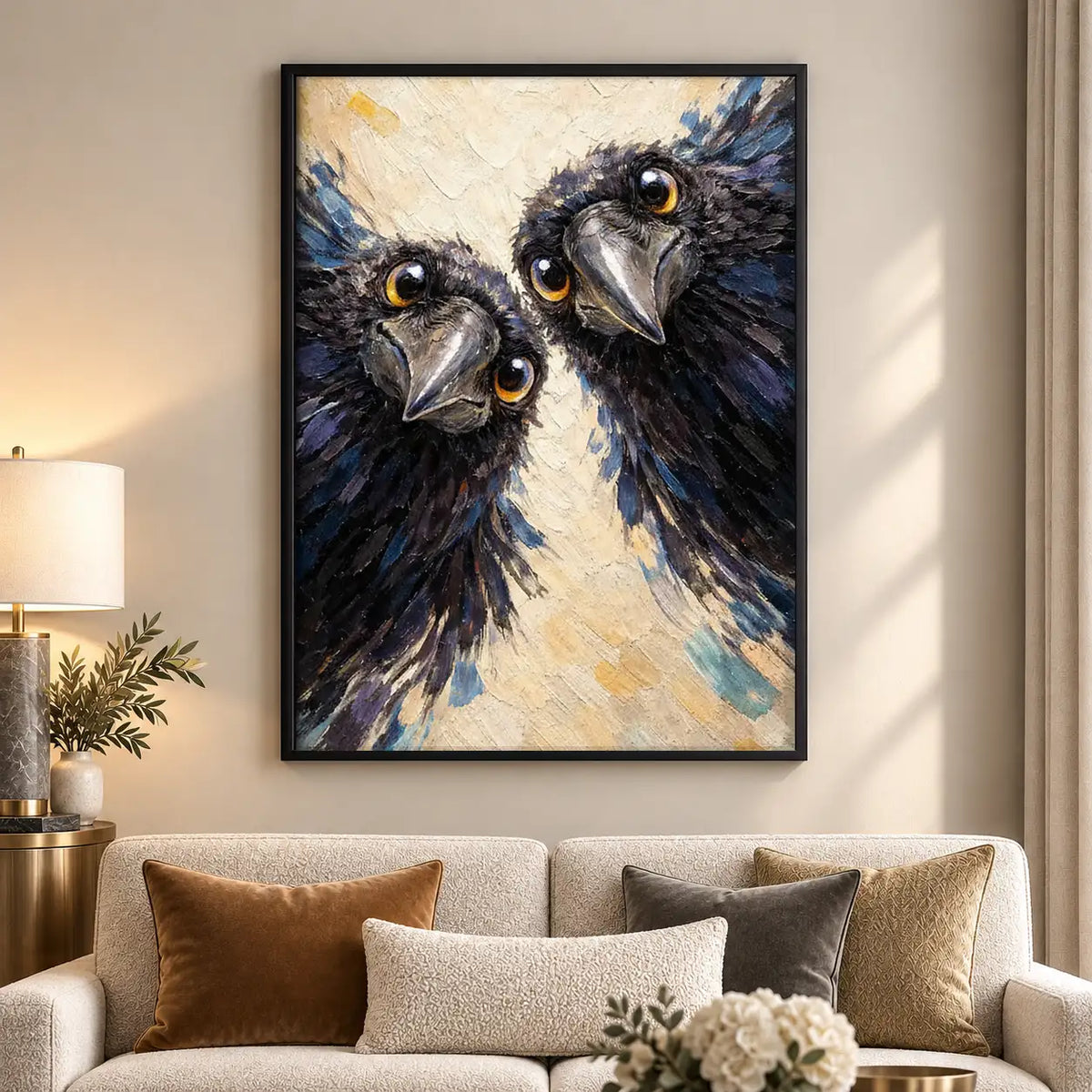 Two Curious Black Birds Portrait Wall Art 5
