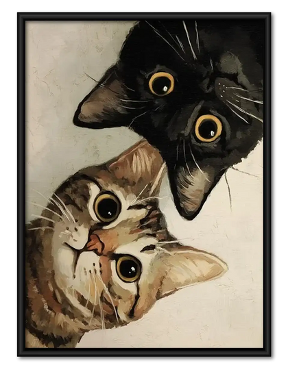 Two Curious Cats Peeking Wall Art
