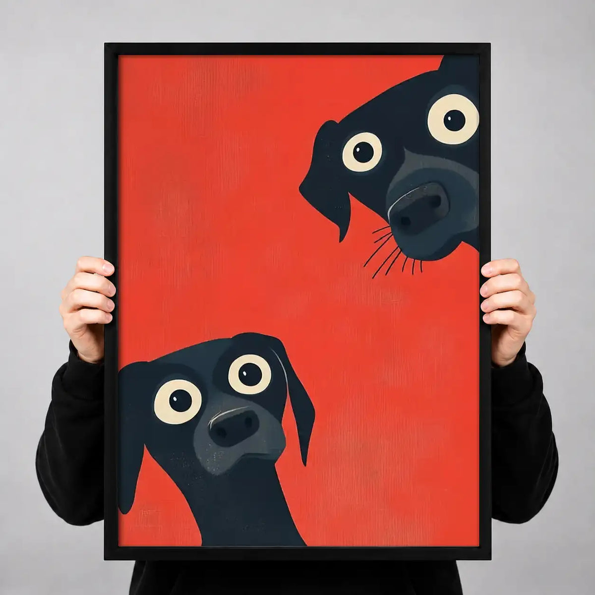 Two Curious Dogs on Red Wall Art 3