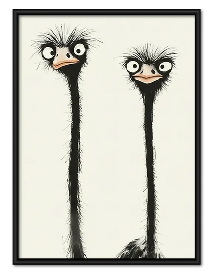Two Curious Ostriches Wall Art 1