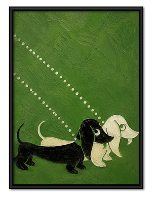 Two Dachshunds on Green Wall Art