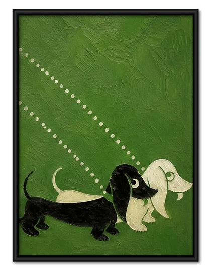 Two Dachshunds on Green Wall Art