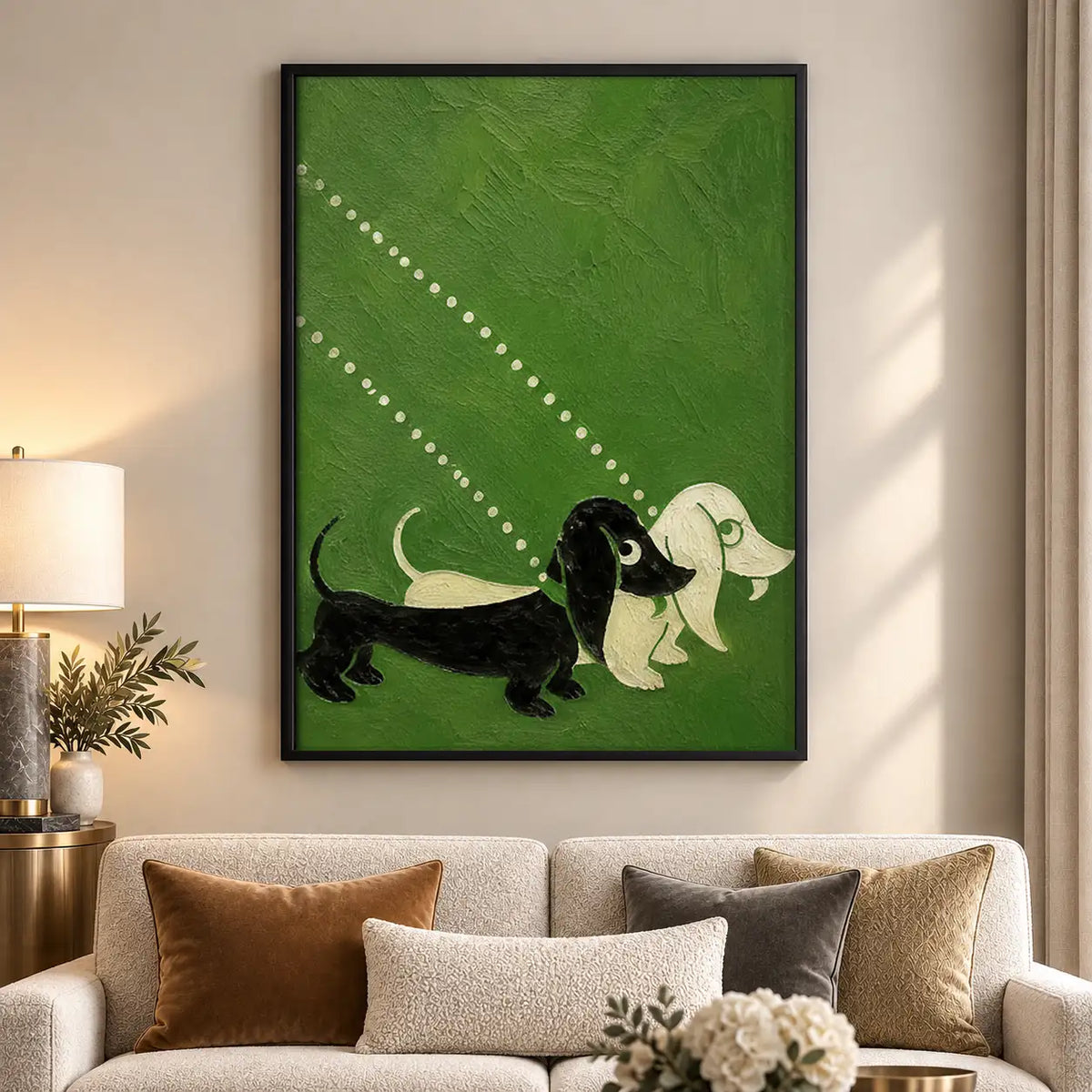 Two Dachshunds on Green Wall Art 5