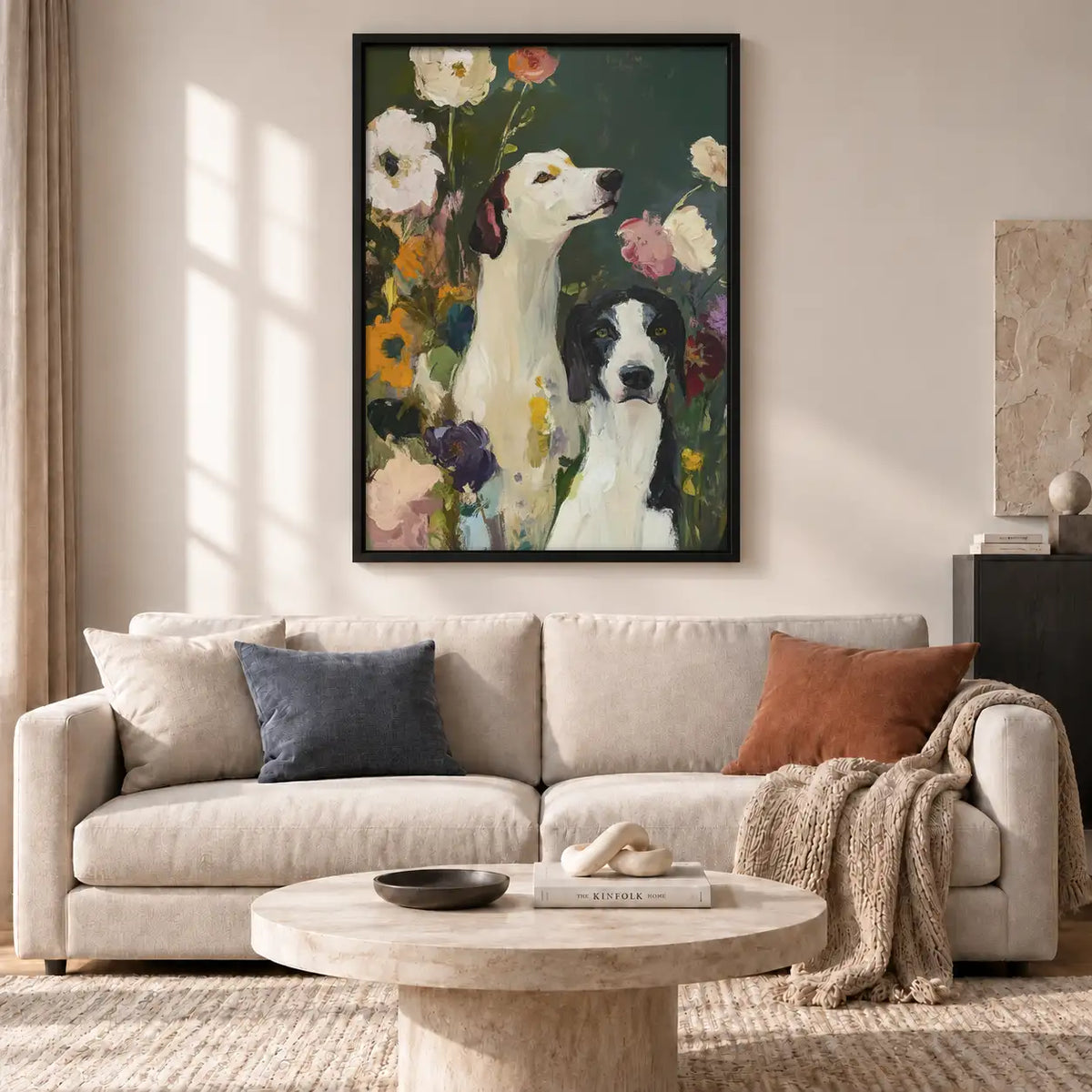 Two Dogs Among Colorful Flowers Wall Art 2