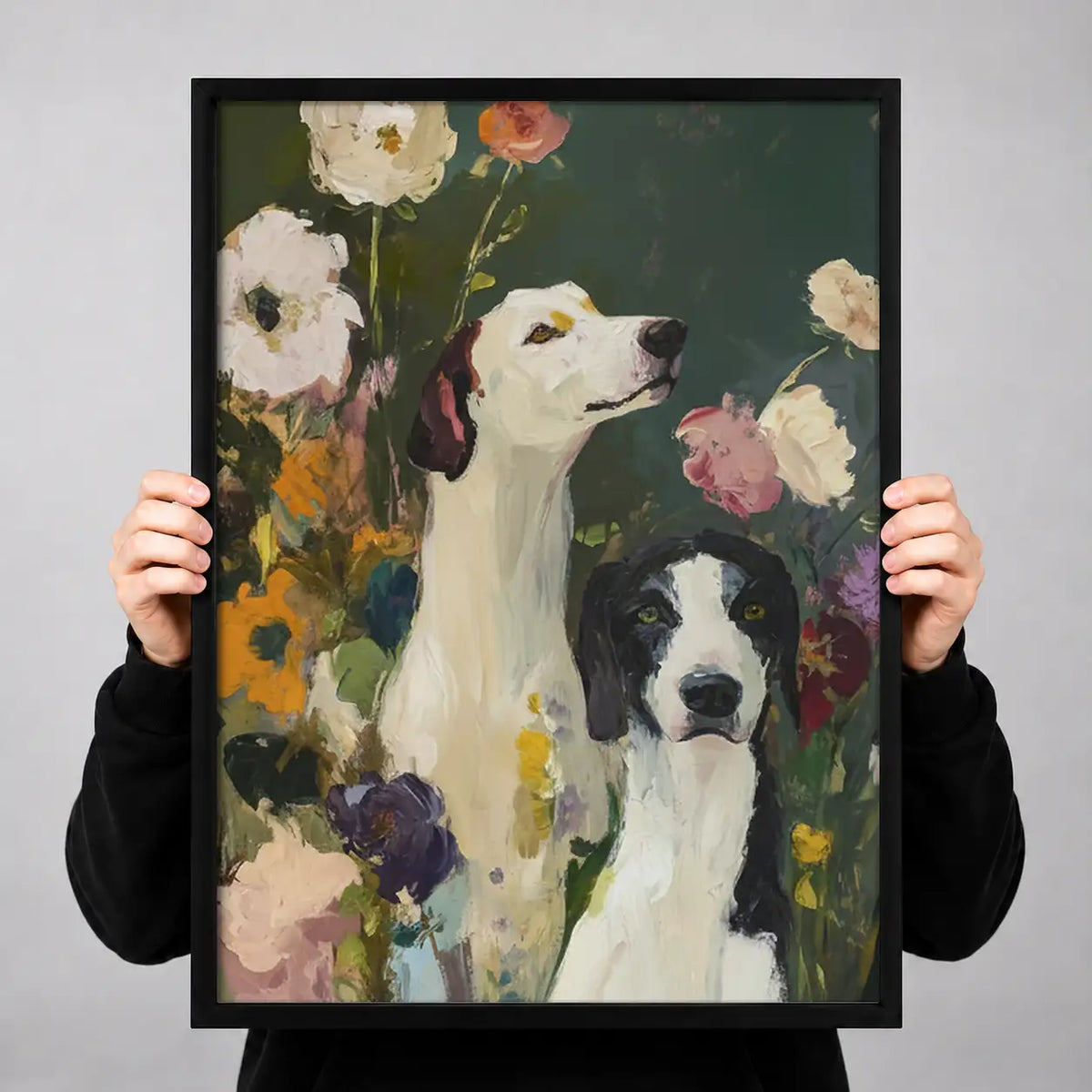Two Dogs Among Colorful Flowers Wall Art 3