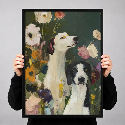 Two Dogs Among Colorful Flowers Wall Art 3