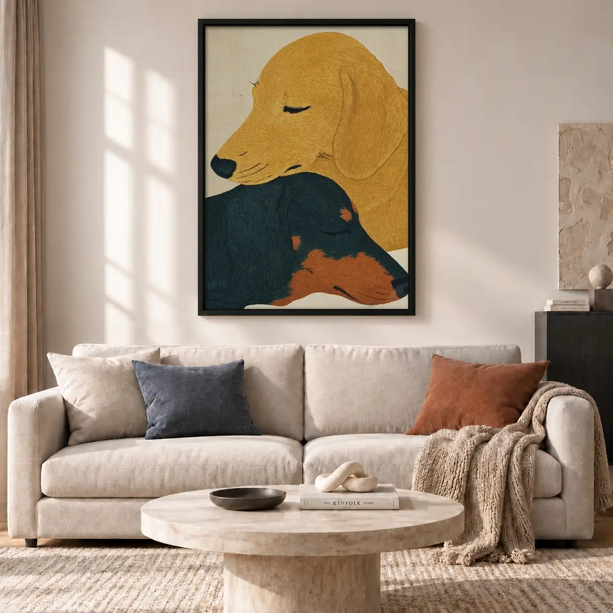 Two Dogs Cuddling Portrait Wall Art 2