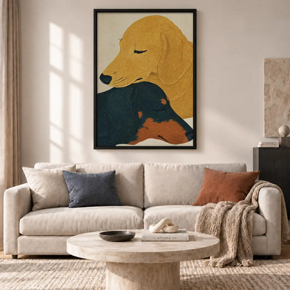 Two Dogs Cuddling Portrait Wall Art 2