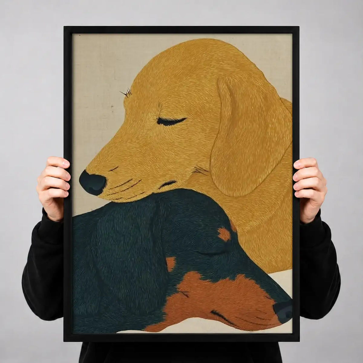 Two Dogs Cuddling Portrait Wall Art 3