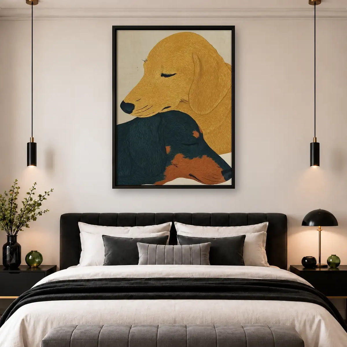 Two Dogs Cuddling Portrait Wall Art 4