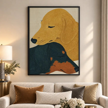 Two Dogs Cuddling Portrait Wall Art 5